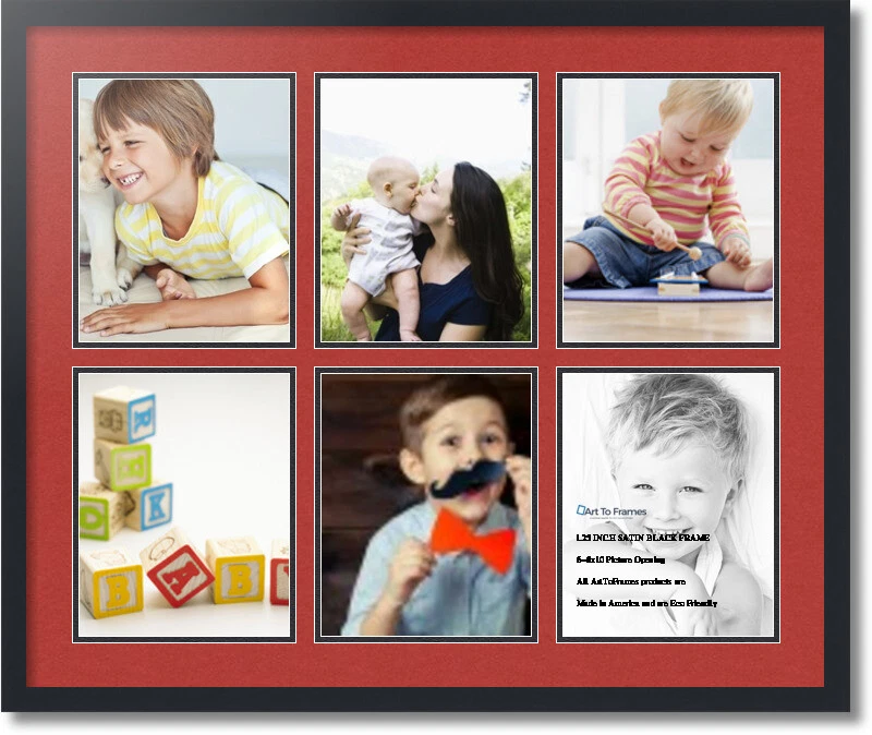 ArtToFrames Collage Mat Picture Photo Frame  6 8x10" Openings in Black 1055 - Image 1 of 1