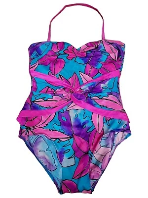 Traje de baño retro vintage Maillot Baltex psicodélico floral talla 14 Foto 1 de 4