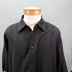 Elliott 2XL Shirt Men Black Large Pinstripe Short Sleeve Collared Button - Picture 1 of 9