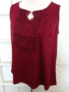 Dressbarn Womens Deep Red Sleeveless Blouse Delicate Sz Medium NWT Reg $29.95 - Picture 1 of 12
