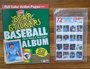 1984 Fleer Star Stickers Baseball Album & Unopened Package of 72 Baseball Stamps