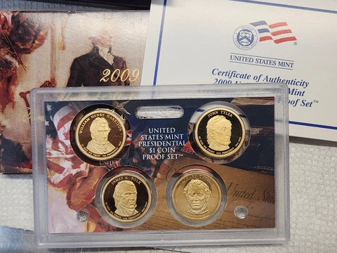 2009 S U.S. Mint Presidential Dollar Proof coin set w/ box & COA Cover