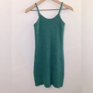 Art Class Girls Fuzzy Sweater Dress Size Large 10/12 Green Spaghetti Strap - Picture 1 of 6