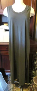 Olive Green Lululemon Scoop-Neck Midi Dress  Size:10 Side Slit Cotton Blend 75 - Picture 1 of 5