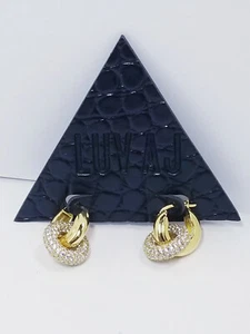 LUV AJ Pave Interlock Hoops - Picture 1 of 5