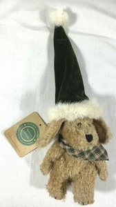 BOYDS BEARS INVESTMENT COLLECTIBLES PUPPY DOG W/GREEN SANTA HAT RETIRED - Picture 1 of 4