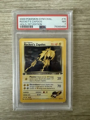 Rocket's Zapdos 15/132 Pokémon Gym Challange 1st Edition Holo Rare PSA 7 NM - Image 1 of 2