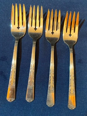 Tenedores de ensalada antiguos 1937 Royal York Oneida Community Tudor Plate (4) Foto 1 de 4