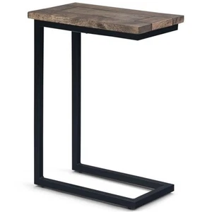 Skyler SOLID WOOD and Metal 18" W Rectangle C Side Table in Beach Brown - Picture 1 of 9