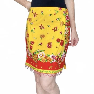 Minifalda vintage Y2K Boston propia roja amarilla floral con cuentas Foto 1 de 4