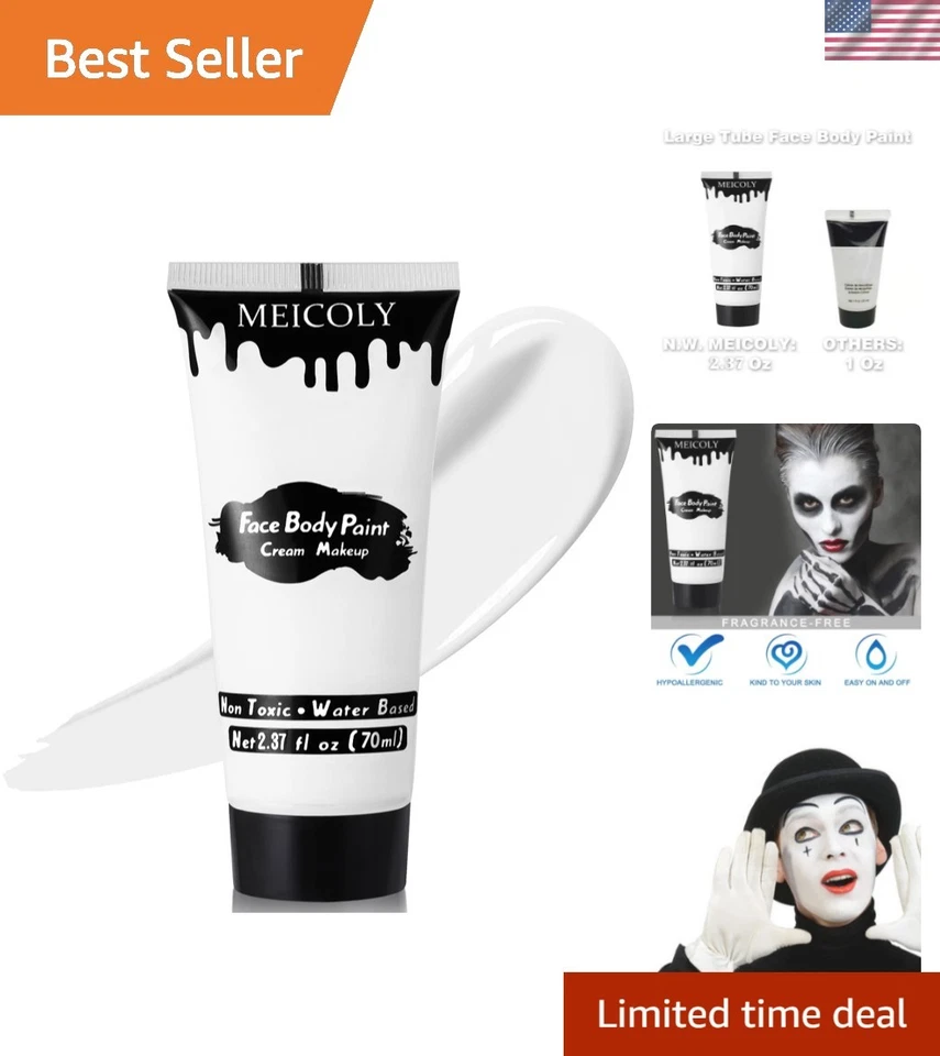 White Face Body Paint Clown Zombie Skull Makeup Halloween SFX Costume - Image 1 of 4