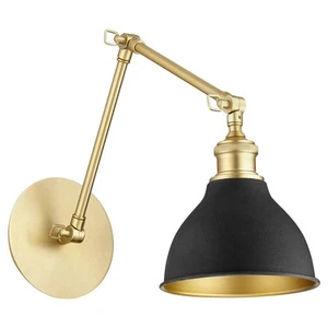 1 Light Wall Mount-Aged Brass/Noir Finish Quorum Lighting 5392-6980 - Picture 1 of 2