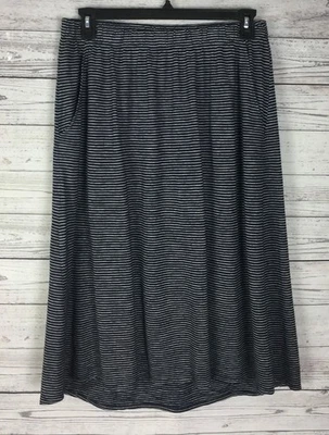 Falda Eileen Fisher para mujer talla M azul blanco a rayas tejida cintura elástica Foto 1 de 4
