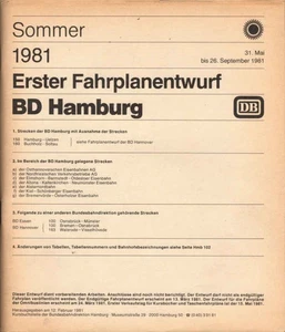 Erster Fahrplanentwurf BD Hamburg ; Sommer 1981. 31. Mai bis 26. Septembe 117681 - Bild 1 von 1