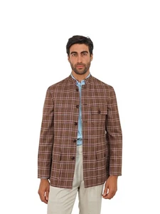 $1940 RUBINACCI NAPOLI Brown Sahariana Guru Jacket Wool / Silk  40 US / 50 EU - Picture 1 of 9