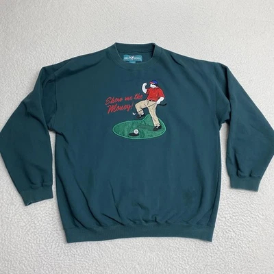 Sudadera De Colección Big Dogs Para Hombre Grande Verde Cuello Redondo Show Me The Money Años 90 Foto 1 de 4