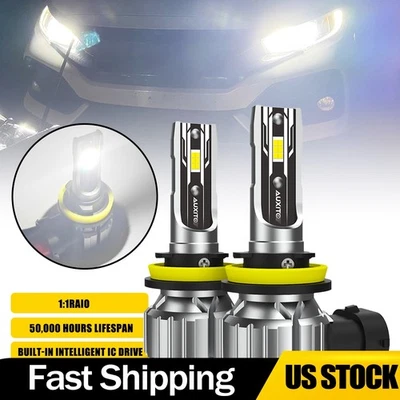 AUXITO H11 LED Headlight Kit Low Beam Bulbs Super Bright 6500K White 40000LM - Изображение 1 из 4