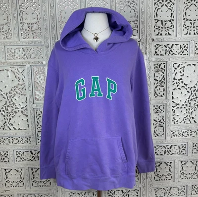 GAP Púrpura Lila y Verde Años 2000 Pullover Sudadera con Capucha Talla XXL Foto 1 de 4