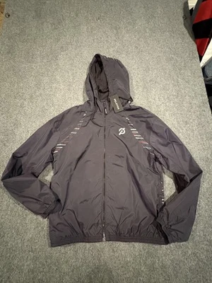Peloton Windbreaker Jacket Mens Small Black Hooded Full Zip Striped Lightweight - Image 1 of 4