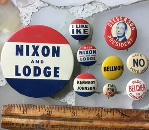 9 Vintage Politische Pins - Bild 1 von 1