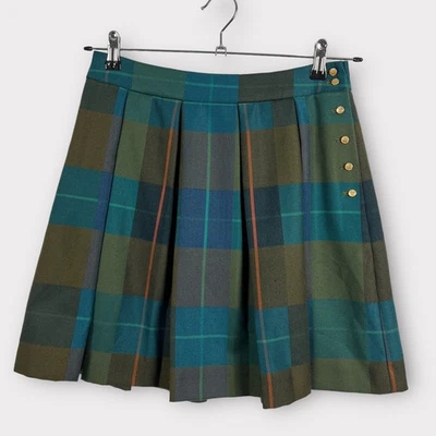 Tommy Hilfiger Size 4 Green Brown Plaid Pleated School Girl Skirt Pull On Style - Изображение 1 из 4
