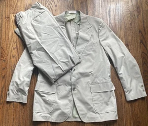 Brooks Brothers Mens 2Pc Suit Size 45L Long Jacket 37x31 Pants Beige Vintage 80s - Picture 1 of 19