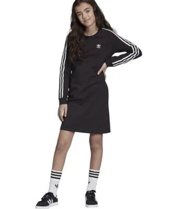 Girls Adidas Originals 3 Stripes Black Dress Sporty Athletic Medium 11/12 - Picture 1 of 7