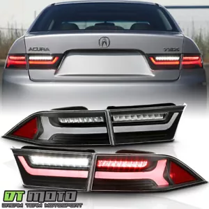 2004-2008 Acura TSX Black Full LED Tube Tail Lights Brake Lamps 4pcs Left+Right - Picture 1 of 9