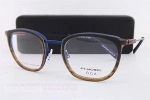 New MOREL OGA Eyeglass Frames 10172O BM07 Blue/Brown Handmade in France 50mm - Picture 1 of 8