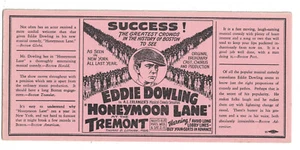 Eddie Dowling in Honeymoon Lane Theatre Advertising Blotter Boston Tremont Pink - Picture 1 of 1