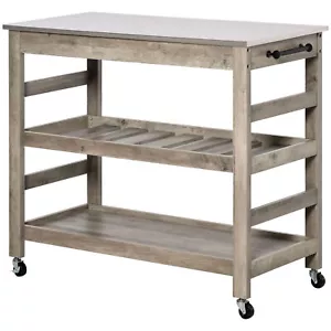 Rolling Kitchen Island Utility Trolley Serving Cart on Wheels Stainless Steel - Picture 1 of 11