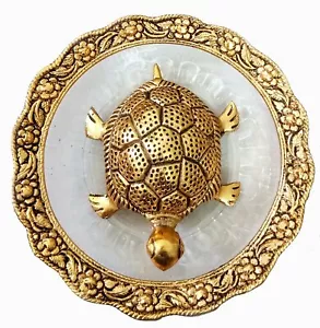 Obra de exhibición de tortuga en placa de metal Feng Shui (dorada, diámetro: 5,5 pulgadas) - Imagen 1 de 4