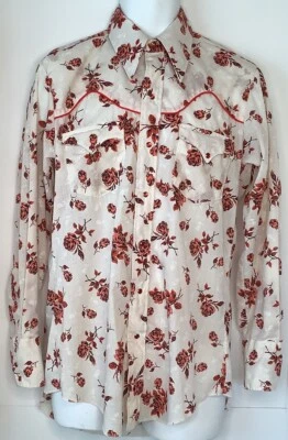 Camisa De Colección Karman Western Talla 15 1/2 Roja Perla A Presión Cuello Cola Larga Hecha en EE. UU. Foto 1 de 4