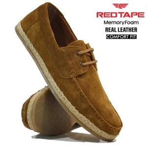 MENS LEATHER MEMORY FOAM WALKING BOAT DRIVING MOCCASIN CASUAL TRAINERS SHOES - Picture 1 of 25