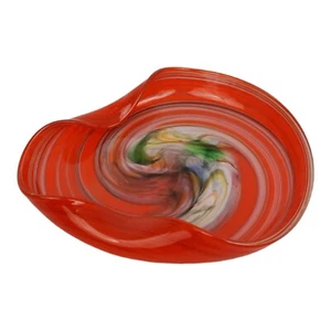 Vintage Italian Blown Glass Trinket Dish Ashtray Orange Lutetien Mid-Century - Picture 1 of 9