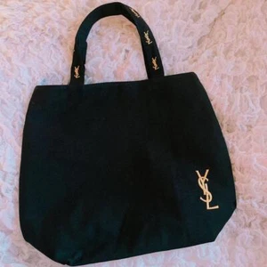 YSL Yves Saint Laurent Parfums Novelty Tote Bag Black Gold Embroidery Logo