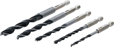 BGS 5x Holzbohrer für 1/4" Bithalter Akkuschrauber 4-5-6-8-10 mm Holz Bohrer Set - Bild 1 von 4