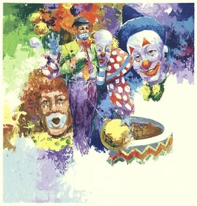 WAYLAND MOORE Clowns, Clowns, Clowns 27" x 26" Serigraph 1977 Contemporary Yello - Picture 1 of 1