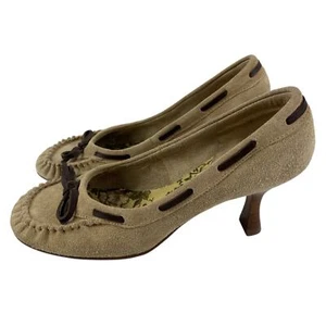 Y2K Seychelles Suede Leather Moccasin Pump Heels Size 7 Career Office   - Picture 1 of 9