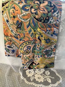 Vtg 60s Head Scarf Wrap Hair Art flower Power Eames Mod Go Go Hippy Groovy 8x42 - Picture 1 of 15
