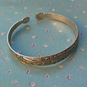 Vintage Armreif Armband Floral Boho Romantisch Silberfarben Bohemian Vintage Küken - Bild 1 von 11