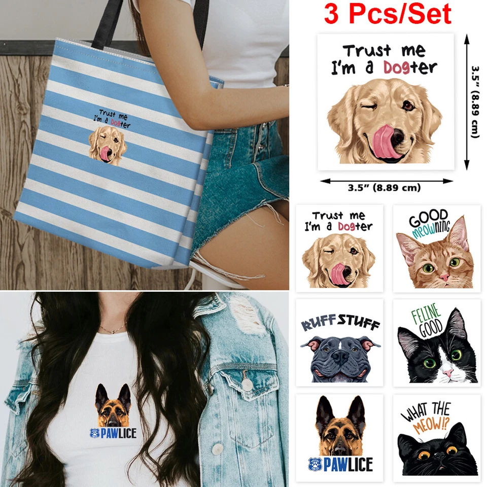 3Pcs Iron on Patches Heat Transfer Vinyl Decals for Clothes Bag DIY Decorations - Image 1 of 1