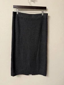 Anne Klein size M Lambswool long pull on pencil skirt dark gray back slit - Picture 1 of 8