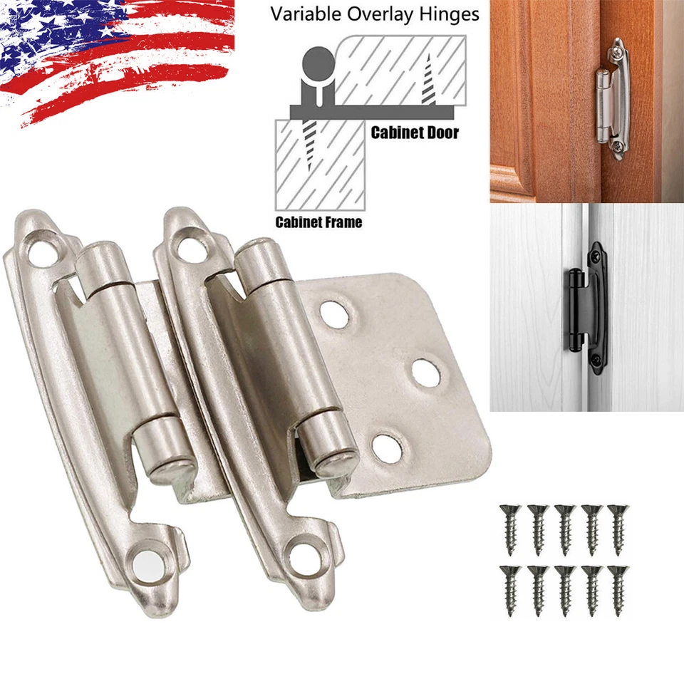 Lot Kitchen Cabinet Hinges Overlay Self Closing Face Mount Cupboard Door Hinge - Image 1 of 4