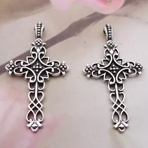 BULK 100Pcs Cross Charms DIY Jewelry Making Pendant Antique Silver - Picture 1 of 3