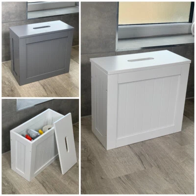 Dylex™ White, Grey Crisp Toilet Cleaning Product Storage Tidy Box Unit Bathroom