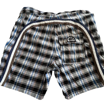 Sundek Swim Trunks Mens 30 Black Plaid Board Shorts Beach Pool Vacation Resort - Image 1 of 4