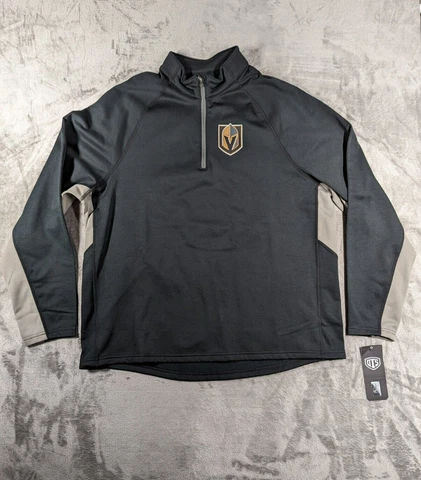 Vegas Golden Knights Sweater Mens XXL Black 1/4 Zip Black Gold The Fortress Cover