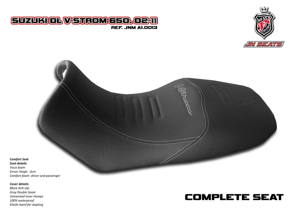 Комфортное сиденье Suzuki V-Strom 650 1000 2002-2011 JN пена с эффектом памяти + противоскользящее Visco - Изображение 1 из 1