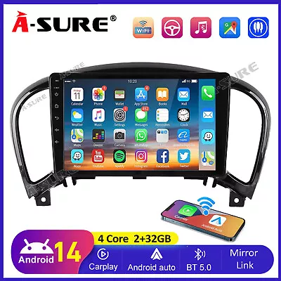 For Nissan Juke 2010-2014 Android 14 Apple Carplay Car Stereo Radio GPS WiFi 32G - Image 1 of 4